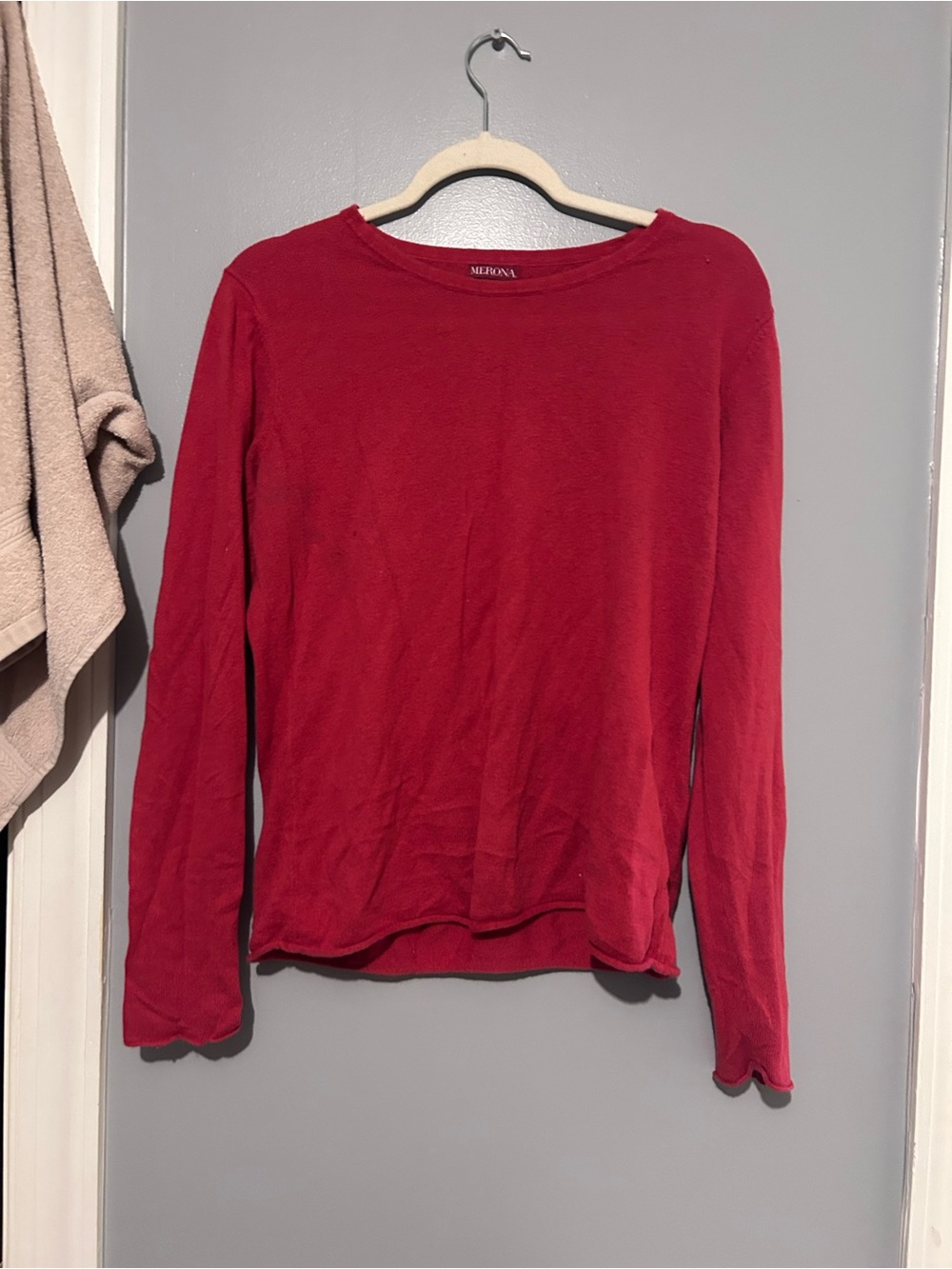 & Other Stories Red Long Sleeve Crewneck Top